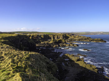 Scenic view of sea against clear sky