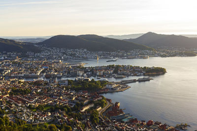 Aerial view of bergen city in norway