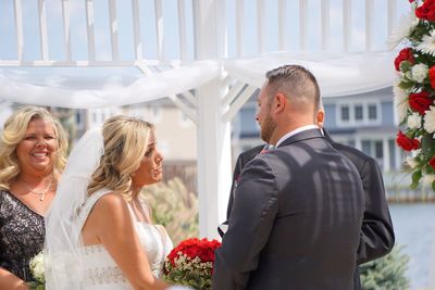 Bride and groom standing during wedding ceremony