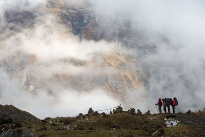 Panoramic view of people on mountain