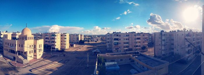 High angle view of buildings in city