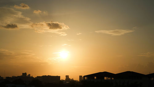 Silhouette buildings against sky during sunset