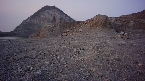 Scenic view of rocky mountains against clear sky