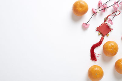 Close-up of fruits against white background