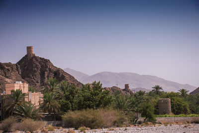 Scenic view of mountains against clear sky