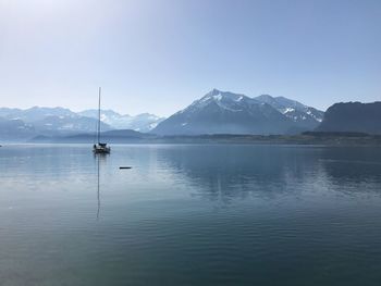 Scenic view of lake against clear sky