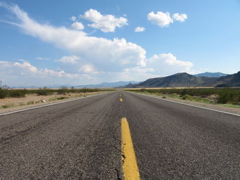 Surface level of road against sky