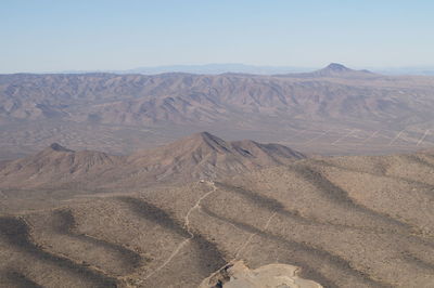 Scenic view of desert against clear sky