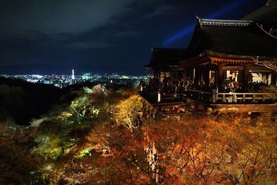 View of illuminated city at night