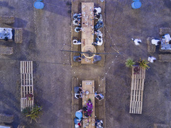 High angle view of buildings in city