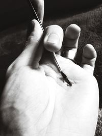 Close-up of hand holding hands