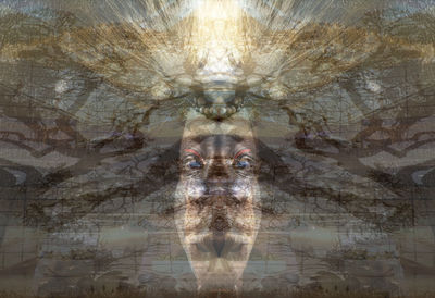 Digital composite image of man with reflection