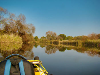 Scenic view of lake against clear sky