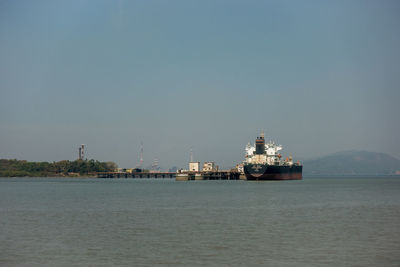 Scenic view of sea against clear sky