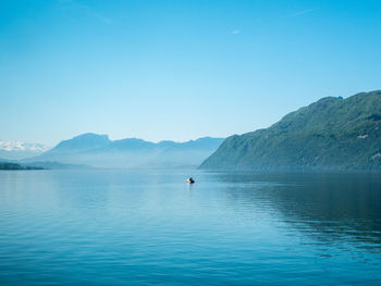 Scenic view of lake against clear sky