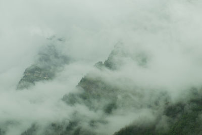 Scenic view of cloudy sky during foggy weather