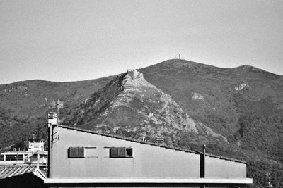 Scenic view of mountain against clear sky