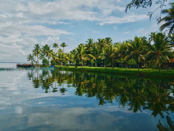 Scenic view of lake against sky