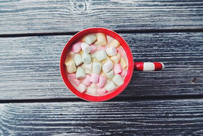 High angle view of fruits on table