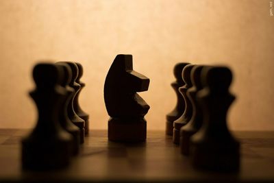 Close-up of chess pieces