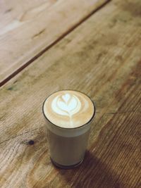 High angle view of coffee on table