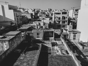 High angle view of street amidst buildings in city