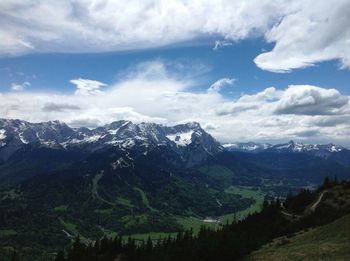 Scenic view of mountains against sky