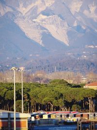 Scenic view of river and mountains
