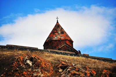 Low angle view of traditional building against sky