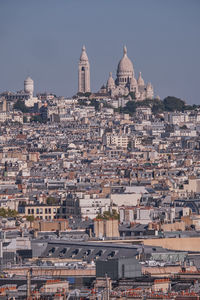 Cityscape against clear sky