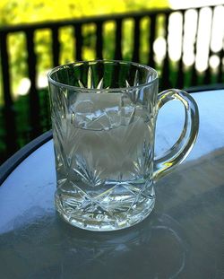 Close-up of water in glass on table