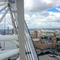 View of cityscape against cloudy sky