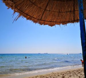 Scenic view of sea against clear sky