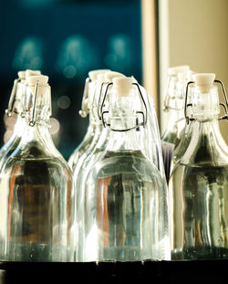 Close-up of alcohol bottles