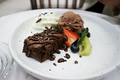 Close-up of dessert served in plate