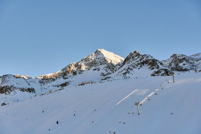 Mountain, clear sky, nature, outdoors, snow, winter.