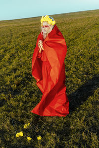 Woman standing on field