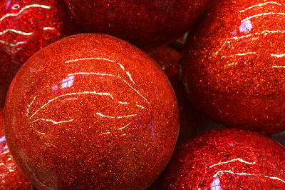 Christmas balls red background. christmas background