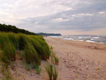 Scenic view of beach against sky