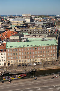 High angle view of townscape against sky