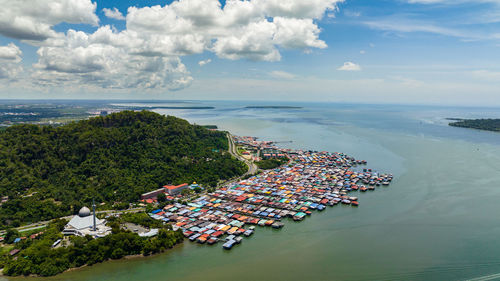 High angle view of beach against sky