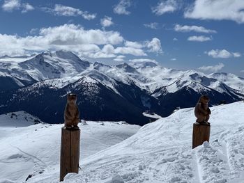 Snowcapped mountains against sky on whistler blackcomb ski resort