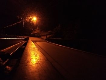 Surface level of empty road at night