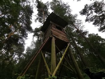 Low angle view of old tower against sky