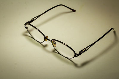 Close-up of eyeglasses on table