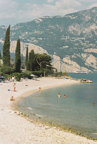 Scenic view of a beach at lago di garda in italy. shot on 35mm kodak portra 800 film.