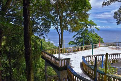 Jaco beach, ocean, city and views, costa rica from el miro ruins, 2022 central america.