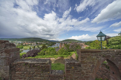 View of old building against cloudy sky