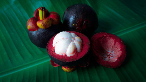 High angle view of fruits on table