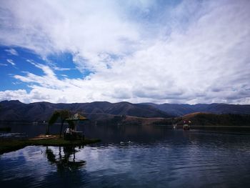 Scenic view of lake against sky